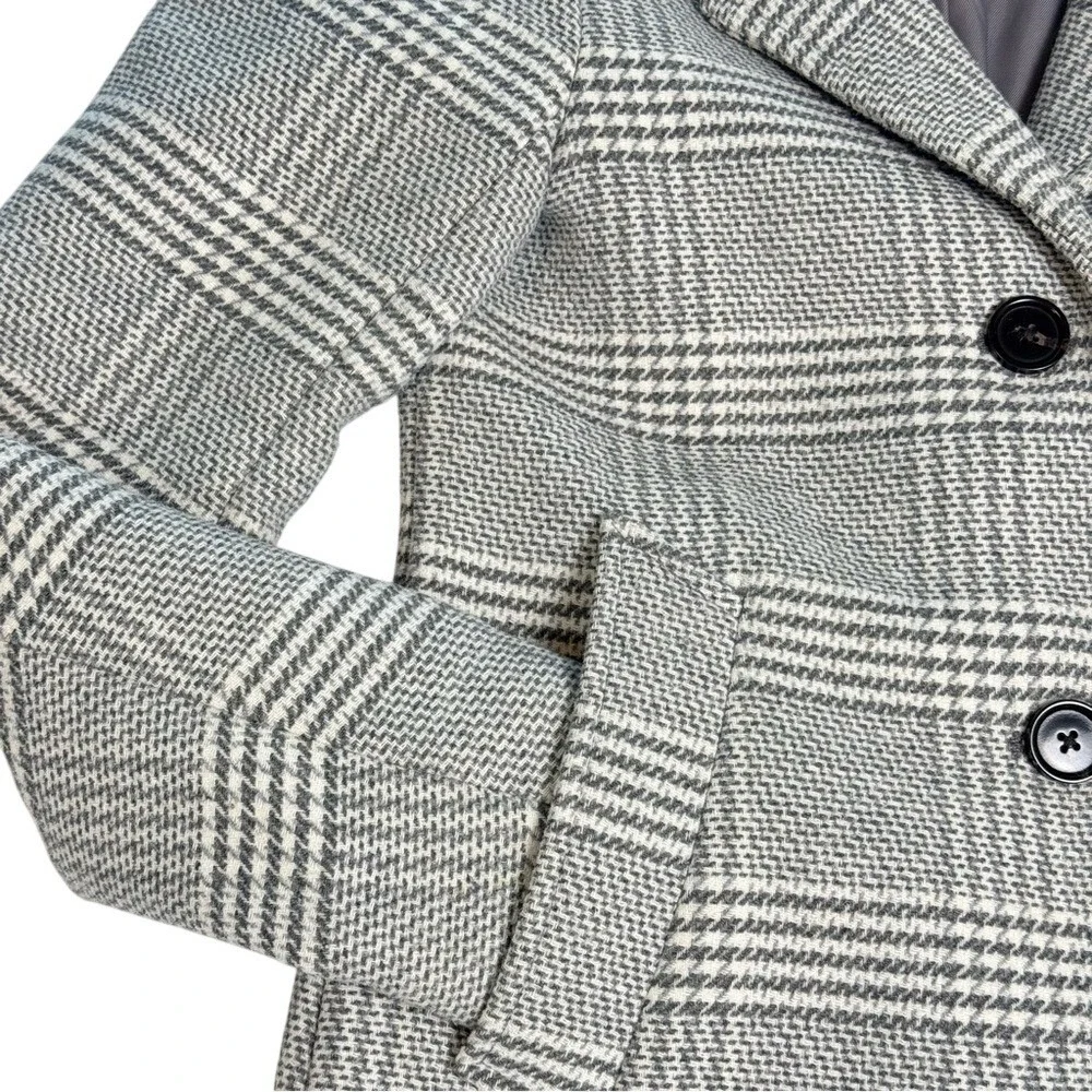 The A&F Dad Coat Plaid Wool Blend Overcoat Women's Size XXSP‎ Gray Classic